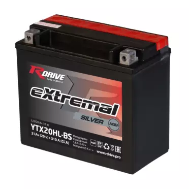 RDrive extremal SILVER 12V 18,9Ah (YTX20HL-BS) AGM