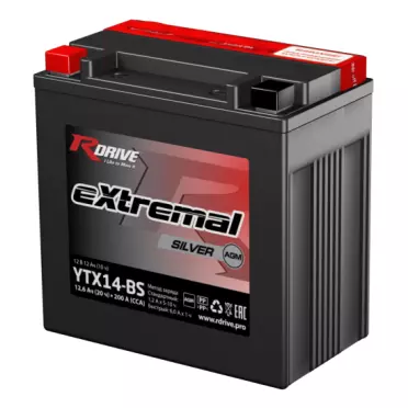RDrive extremal SILVER 12V 12.6Ah (YTX14-BS) AGM